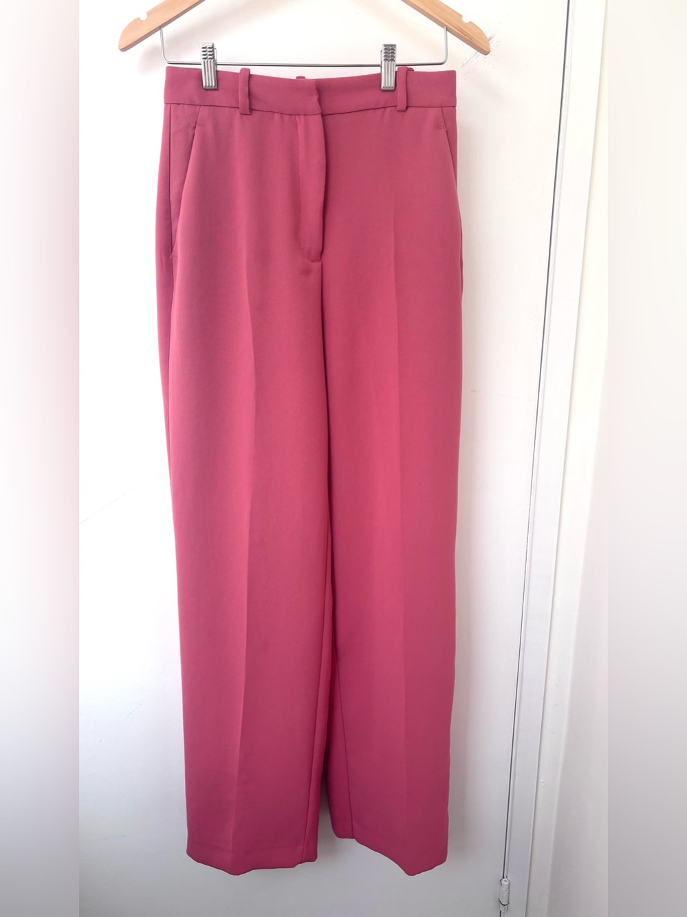 Zara Rose Pink High-Waist Wide Leg Trousers